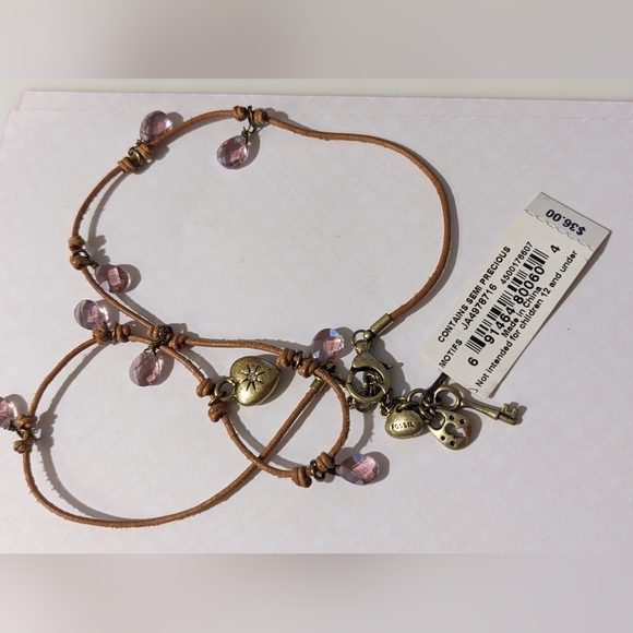 Fossil necklace with semi precious stones. NWT - Picture 2 of 4